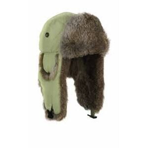 MAD BOMBER Rabbit Fur Hat Cozy Winter Green Size XL